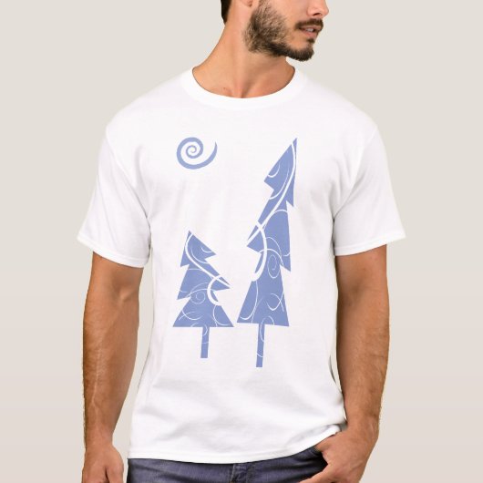 blauwe kerstbomen t-shirt (Voorkant)