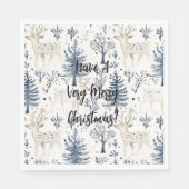 Blauwe Kerstbomen Witte Herten Servet (Voorkant)