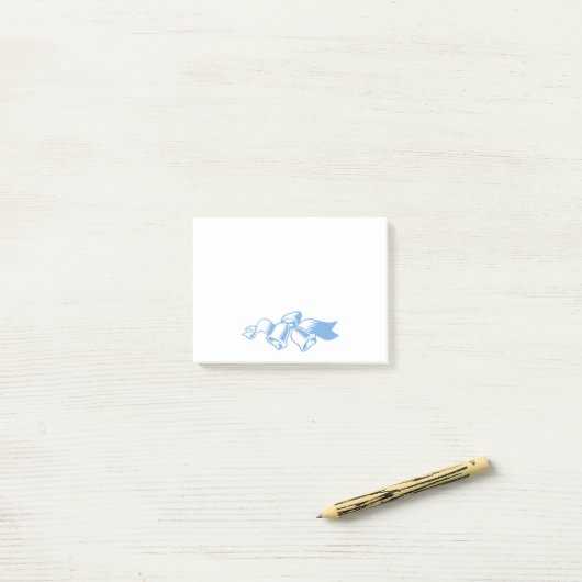 Blauwe kerstbonnen post-it® notes (Op bureau)