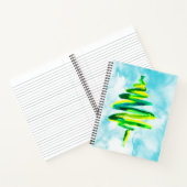 Blauwe kerstboom abstract waterverf Notitieboek (Binnen)