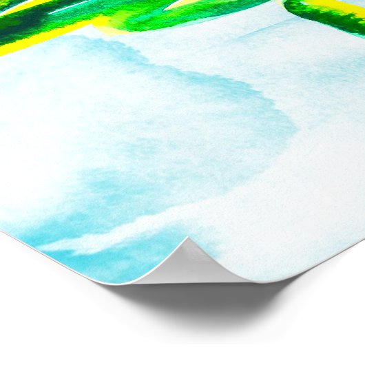 Blauwe kerstboom abstract waterverf Poster (Hoek)