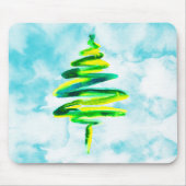 Blauwe kerstboom abstracte waterverf Muismat (Voorkant)