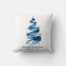 Blauwe kerstboom aquarel