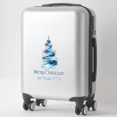 Blauwe kerstboom aquarel sticker (Koffer)