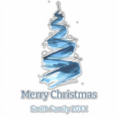Blauwe kerstboom aquarel sticker (Voorkant)