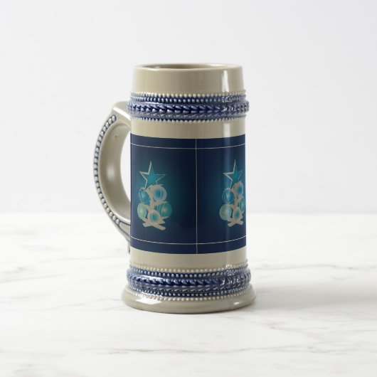 Blauwe kerstboom bierpul (Voorkant links)