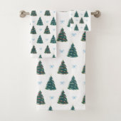 Blauwe kerstboom Boerderij Gift Wrap Bad Handdoek (Insitu)