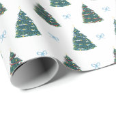 Blauwe kerstboom Boerderij Gift Wrap Cadeaupapier (Rol Hoek)