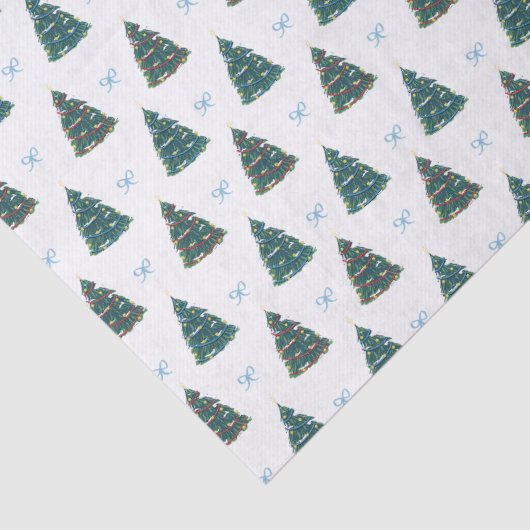 Blauwe kerstboom Boerderij Gift Wrap Tissuepapier (Detail)