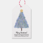 Blauwe kerstboom cadeaulabel (Voorkant)