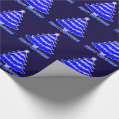 Blauwe kerstboom cadeaupapier (Hoek)
