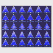 Blauwe kerstboom cadeaupapier (Vlak)