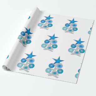 Blauwe kerstboom cadeaupapier