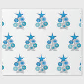 Blauwe kerstboom cadeaupapier (Vlak)