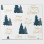 Blauwe kerstboom cadeaupapier (Vlak)