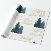 Blauwe kerstboom cadeaupapier (Uitgerold)