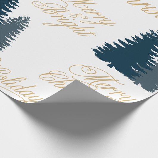 Blauwe kerstboom cadeaupapier (Hoek)