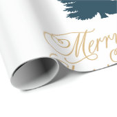 Blauwe kerstboom cadeaupapier (Rol Hoek)