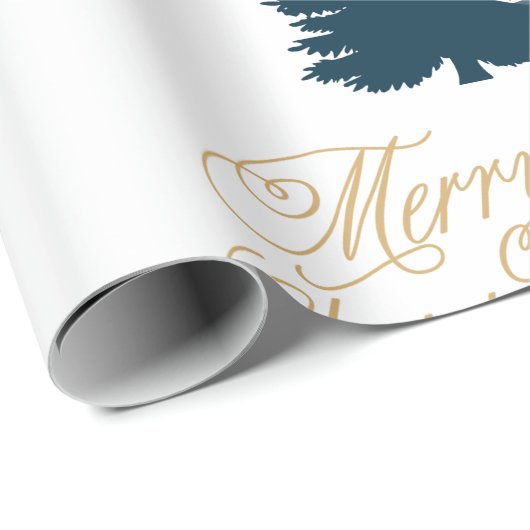 Blauwe kerstboom cadeaupapier (Rol Hoek)