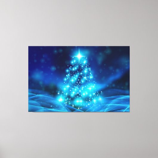 Blauwe kerstboom canvas afdruk (Voorkant)