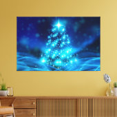 Blauwe kerstboom canvas afdruk (Insitu (Woonkamer))