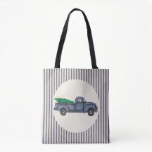 Blauwe Kerstboom Canvas tas