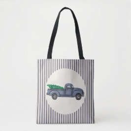  Blauwe Kerstboom Canvas tas