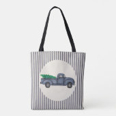  Blauwe Kerstboom Canvas tas (Achterkant)