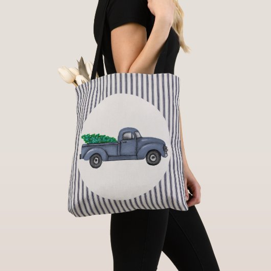  Blauwe Kerstboom Canvas tas (Dichtbij)