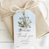 Blauwe kerstboom dank u cadeaulabel