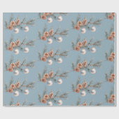 Blauwe Kerstboom Dennenkegels Versiering Cadeaupapier (Vlak)