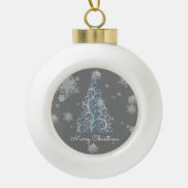 Blauwe kerstboom en blauw Ornament met sneeuwvlokk (Voorkant)