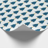 Blauwe Kerstboom en Gouden Ster Cadeaupapier (Hoek)