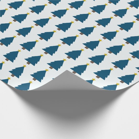 Blauwe Kerstboom en Gouden Ster Cadeaupapier (Hoek)