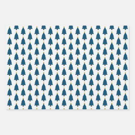 Blauwe Kerstboom en Gouden Ster, zij-aan-zij Inpakpapier Vel (Voorkant 3)