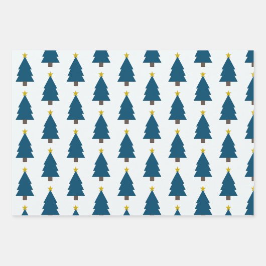Blauwe Kerstboom en Gouden Ster, zij-aan-zij Inpakpapier Vel (Voorkant 2)