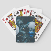 Blauwe kerstboom en kerstballen pokerkaarten (Achterkant)