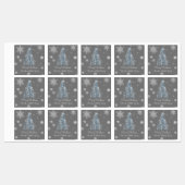 Blauwe kerstboom en Snowflakes baklabels Labels (Vel)