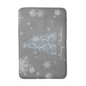 Blauwe kerstboom en snowflakes Bath Mat (Voorkant Verticaal)