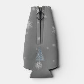 Blauwe kerstboom en Snowflakes flessenkoeler Flesjeskoeler (Achterkant)