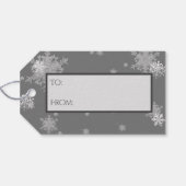 Blauwe kerstboom en Snowflakes Label Cadeaulabel (Achterkant Horizontaal)
