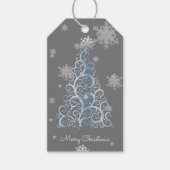 Blauwe kerstboom en Snowflakes Label Cadeaulabel (Voorkant)
