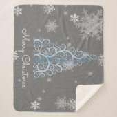 Blauwe kerstboom en Snowflakes Sherpa Blanket Sherpa Deken (Voorkant)