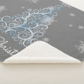 Blauwe kerstboom en Snowflakes Sherpa Blanket Sherpa Deken (3/4)