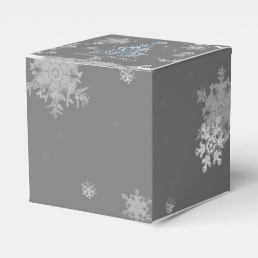 Blauwe kerstboom en Snowflakes voor de Vierbox Bedankdoosjes (Voorkant Zijde)