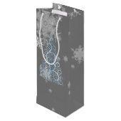 Blauwe kerstboom en Snowflakes Wijn Gift Bag Wijn Cadeautas (Achterkant Gekanteld)