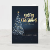 Blauwe kerstboom feestdagen kaart (Voorkant)