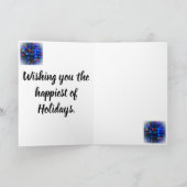 Blauwe kerstboom feestdagen kaart (Binnen)