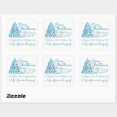 Blauwe kerstboom, feestvierkant sticker (Vel)