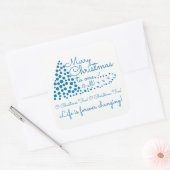 Blauwe kerstboom, feestvierkant sticker (Envelop)